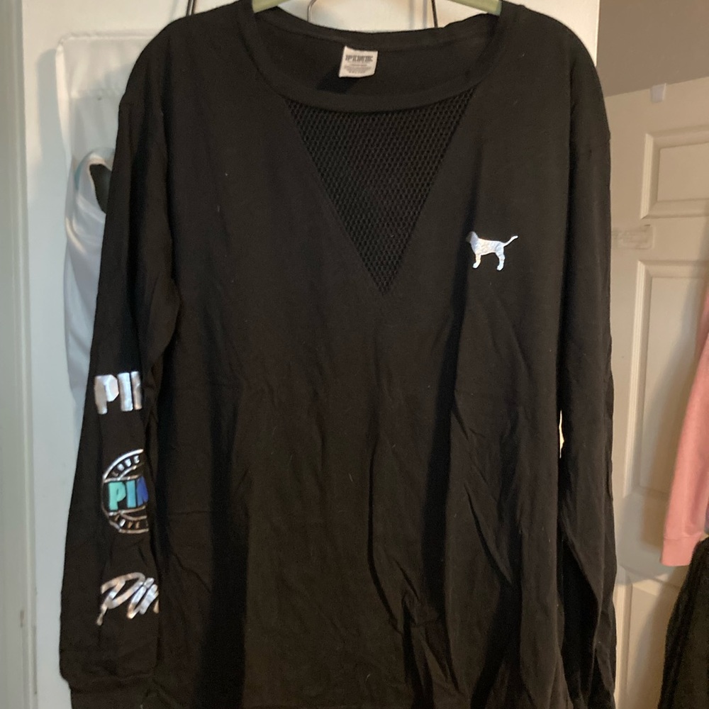 Pink, overhead lite sweatshirt, Large, Black, 100% Polyester